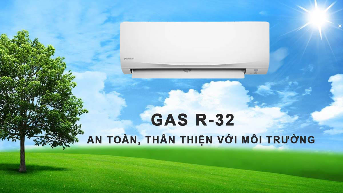Máy lạnh Daikin 1.5 HP sử dụng gas R-32 thân thiện với môi trường