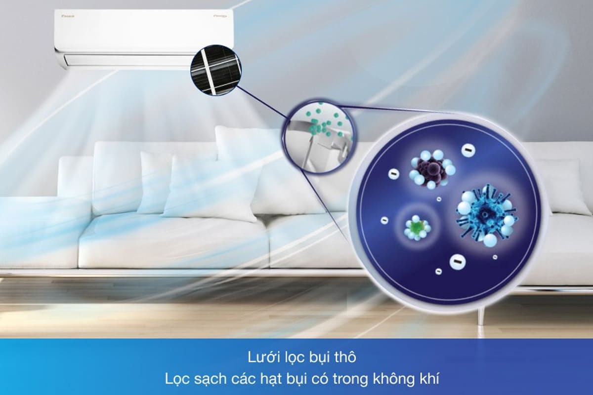 Máy lạnh Daikin Inverter 2 HP sở hữu phin lọc Enzyme Blue diệt khuẩn vượt trội