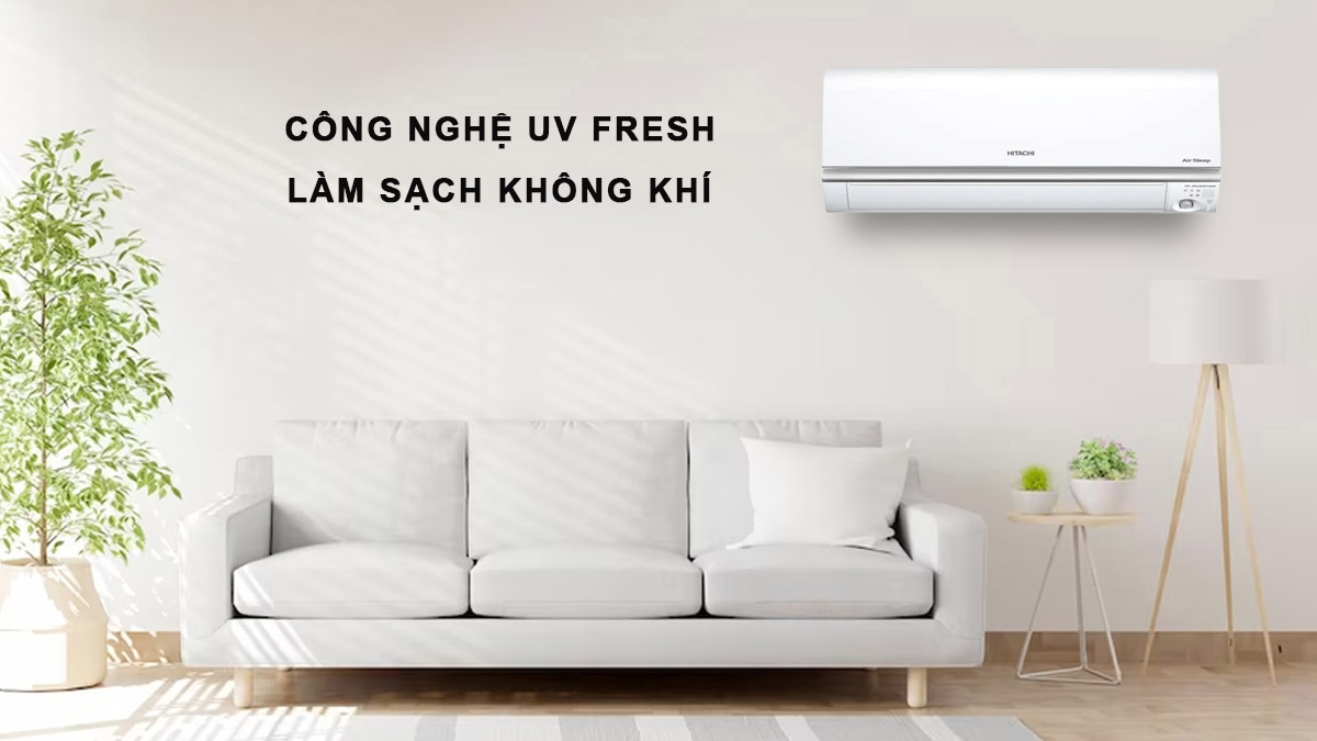 Máy lạnh Hitachi Inverter 1 HP có thể làm sạch không khí nhờ UV Fresh