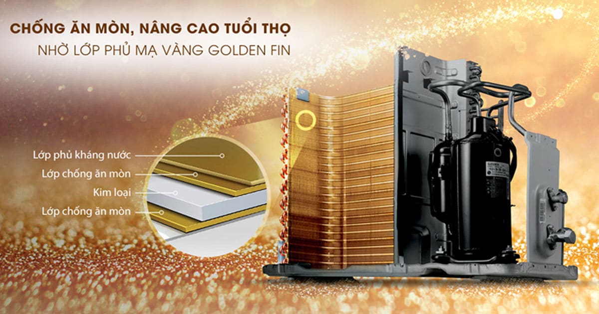 Công nghệ tản nhiệt mạ vàng trên máy lạnh Inverter 1.5 HP