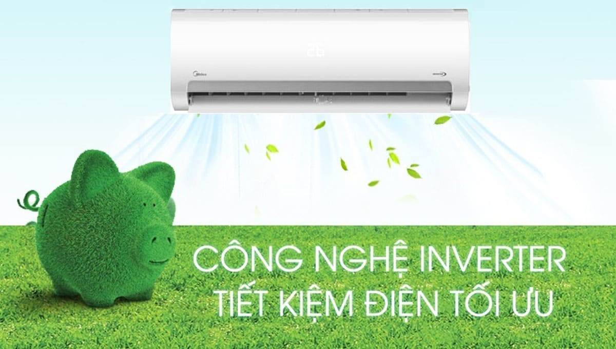 Công nghệ Inverter trên máy lạnh Midea đảm bảo máy vận hành êm ái, tiết kiệm điện năng