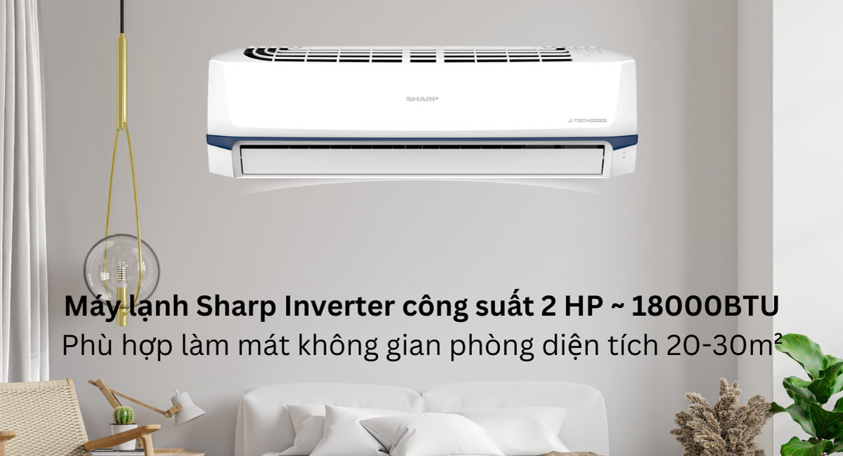 Máy lạnh Sharp Inverter phù hợp không gian phòng có diện tích 20-30m²