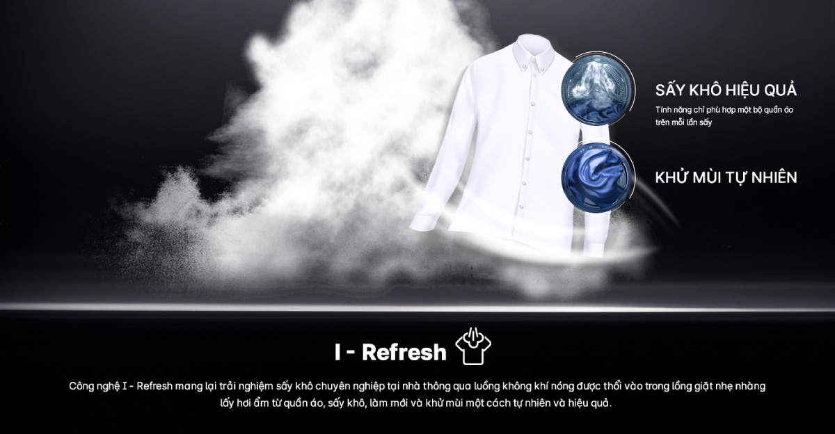 Công nghệ giặt khô I-Refresh giúp khử đi những mùi hôi khó chịu