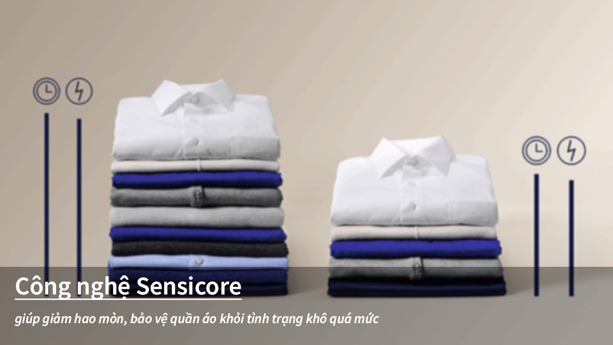 Chức năng SensiCare giúp quần áo luôn trong trạng thái sáng và mới