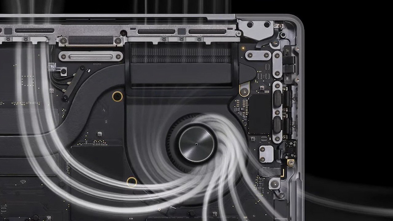 Hệ thống tản nhiệt trên MacBook Pro M3 14 inch được nâng cấp