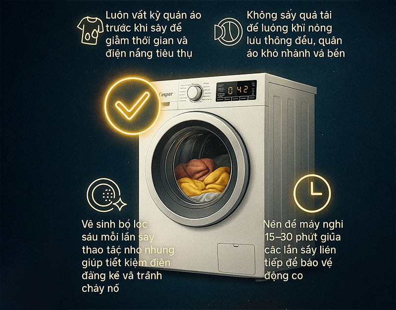 Các bước sấy quần áo