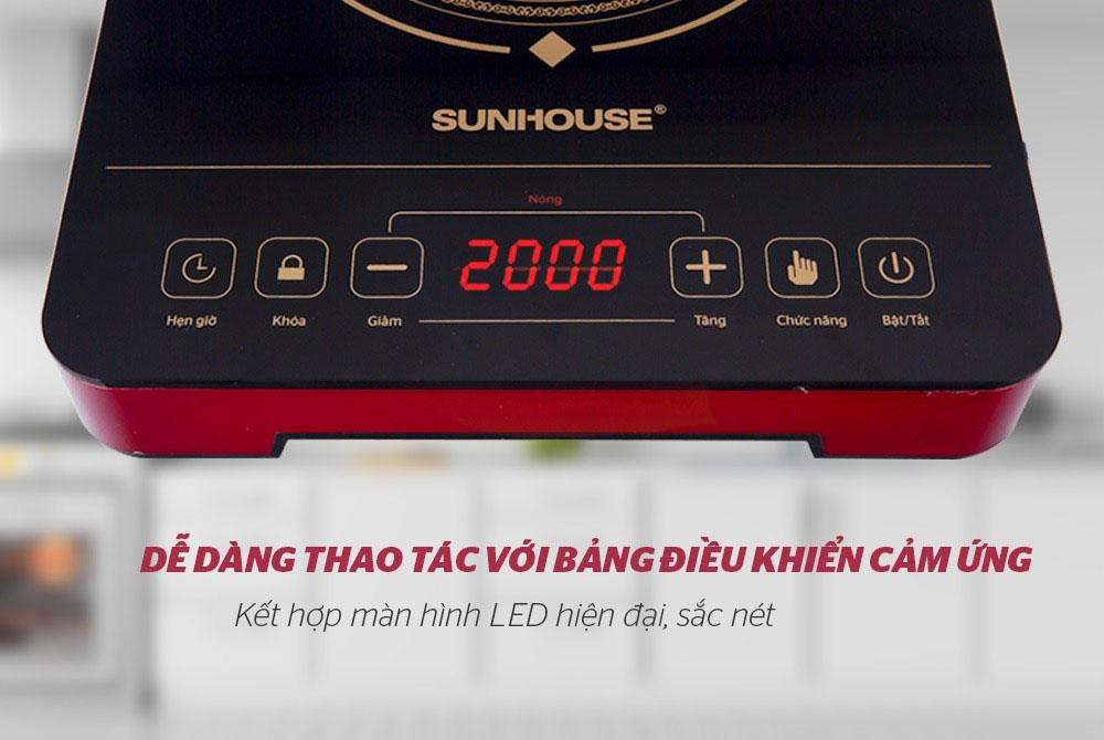 Bảng điều khiển của bếp hồng ngoại Sunhouse SHD6014