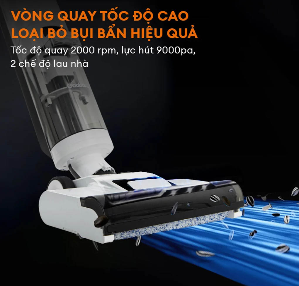 Máy hút bụi lau nhà Gaabor VCF8T-WH01A có lực hút mạnh mẽ 