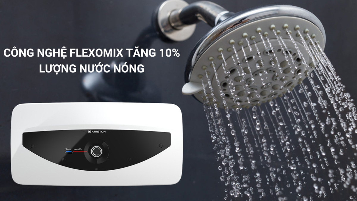 Ariston SL 15 2.5 FE trang bị công nghệ Flexomix tăng 10% lượng nước nóng