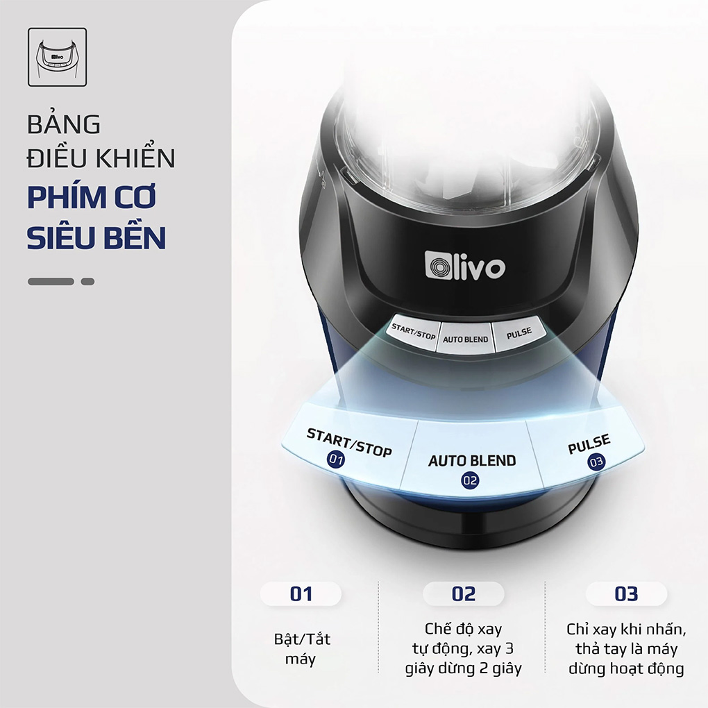 Bảng điều khiển của máy xay sinh tố Mini Olivo MB100