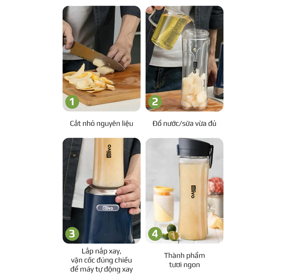 Cách sử dụng máy xay sinh tố mini Olivo MB300 
