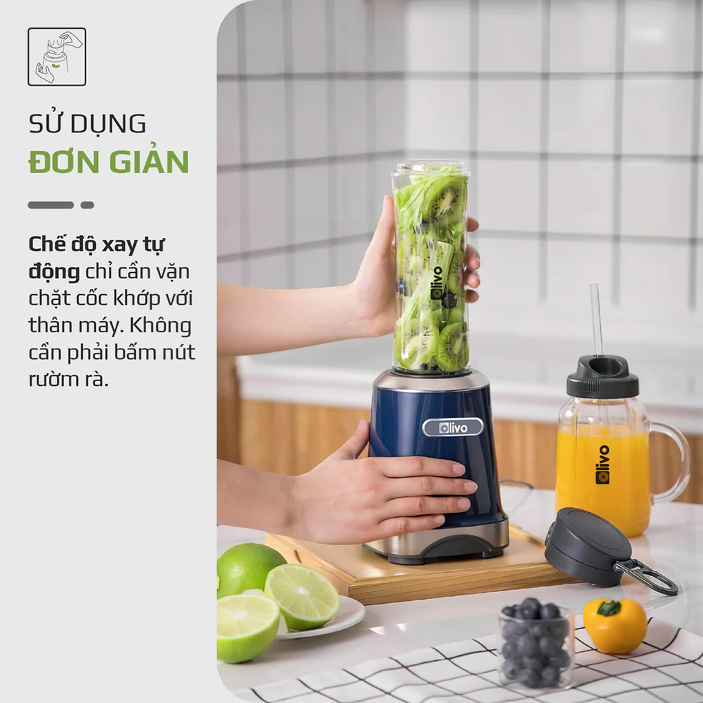 Máy xay sinh tố mini Olivo MB300 sử dụng đơn giản