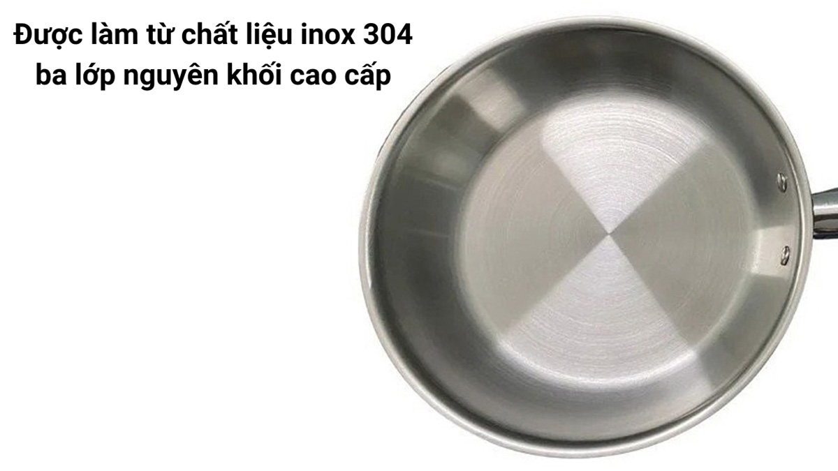 Ticook 24cm được làm từ chất liệu inox 304 ba lớp nguyên khối