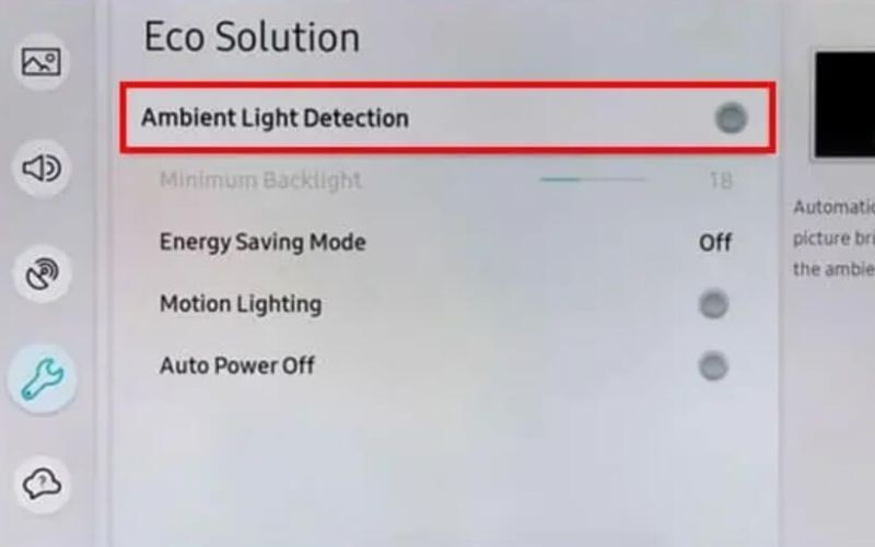 Tắt tính năng Ambient Light Detection