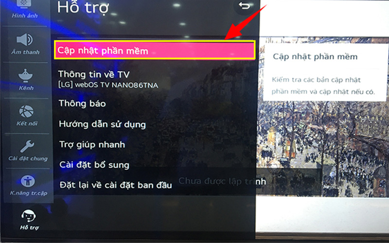 Cập nhật phần mềm cho tivi LG