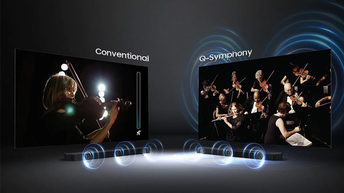 Q-Symphony kết hợp âm thanh tivi với loa thanh thành một thể