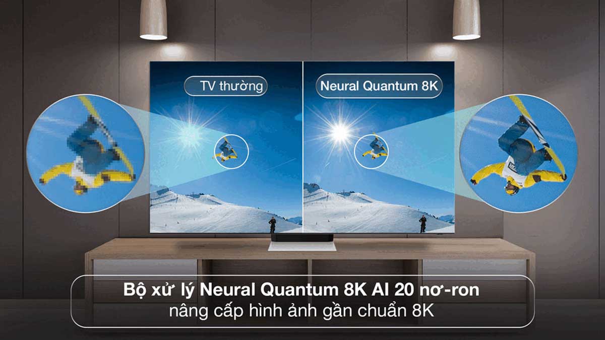 Bộ xử lý Neural Quantum 8K tối ưu hóa chi tiết hình ảnh vượt trội