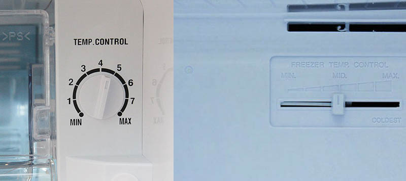 2 nút điều chỉnh nhiệt độ tủ lạnh Sharp