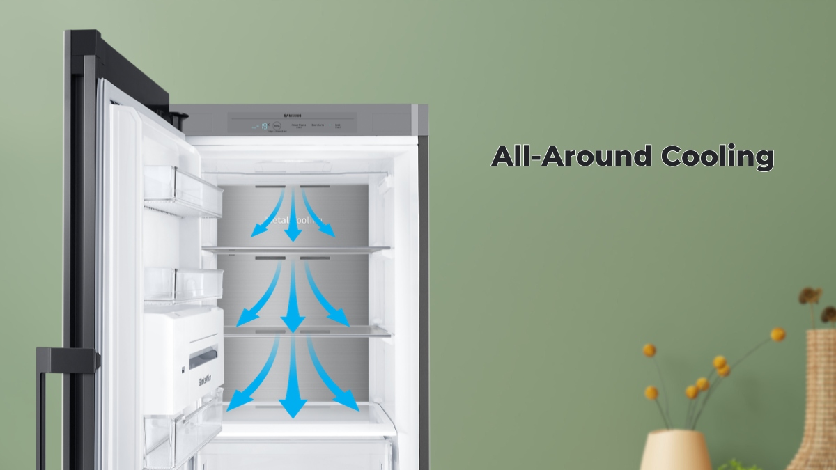 Công nghệ All-Around Cooling đưa hơi lạnh đến mọi vị trí trong tủ