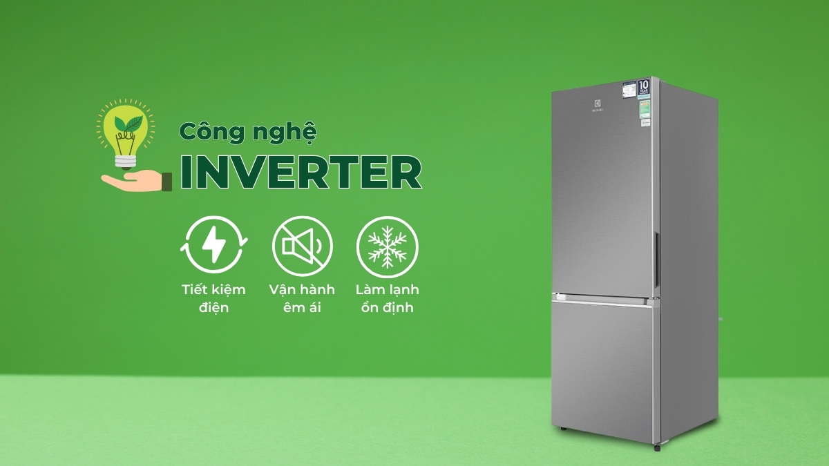 Công nghệ Inverter giúp tủ vận hành êm ái, tiết kiệm điện