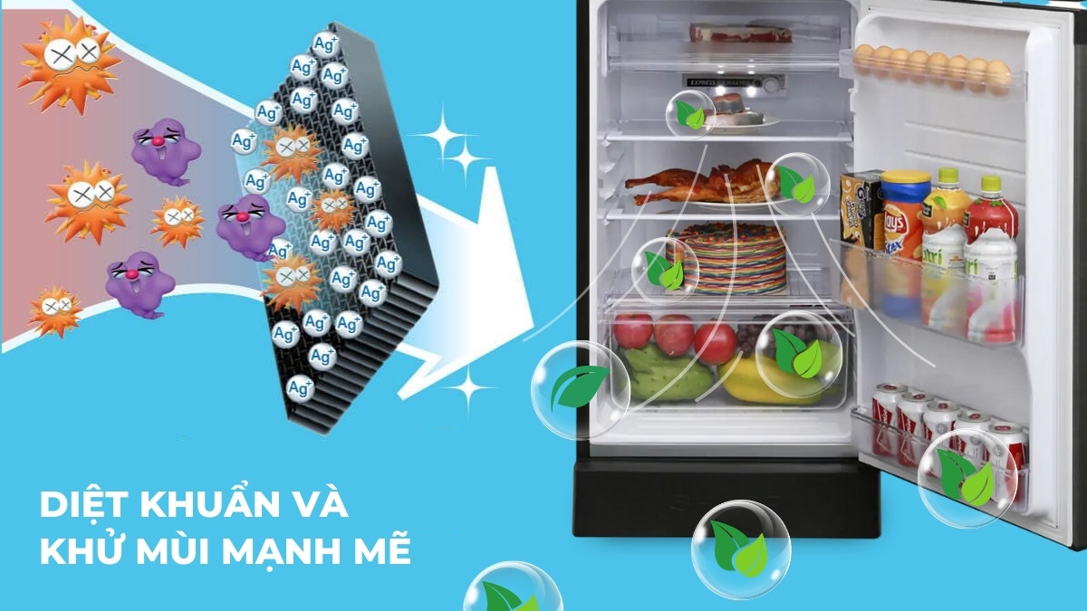 Công nghệ Nano Ag+ mang đến không gian tủ lạnh trong lành, sạch sẽ