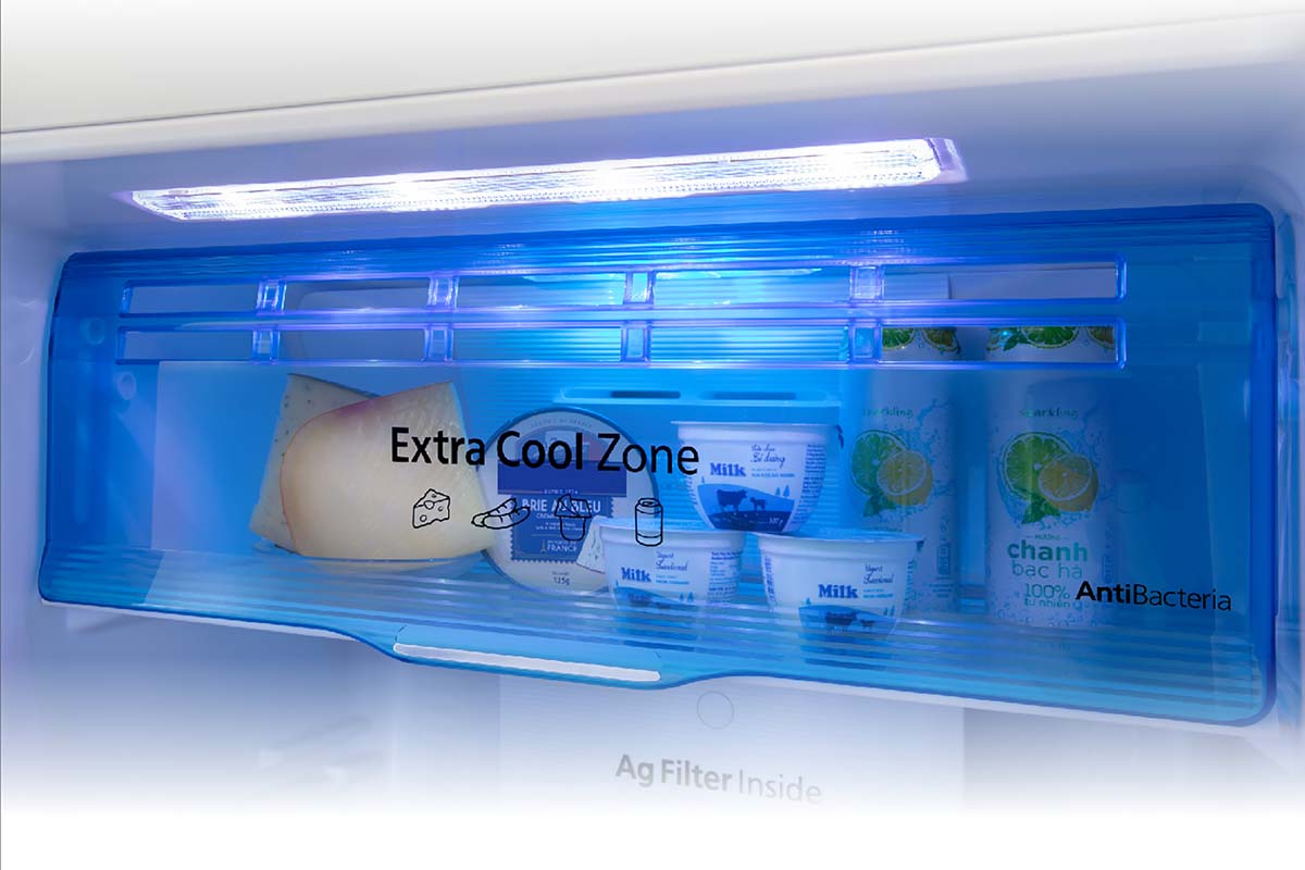 Ngăn Extra Cool Zone giữ lạnh thực phẩm ở nhiệt độ 2°C