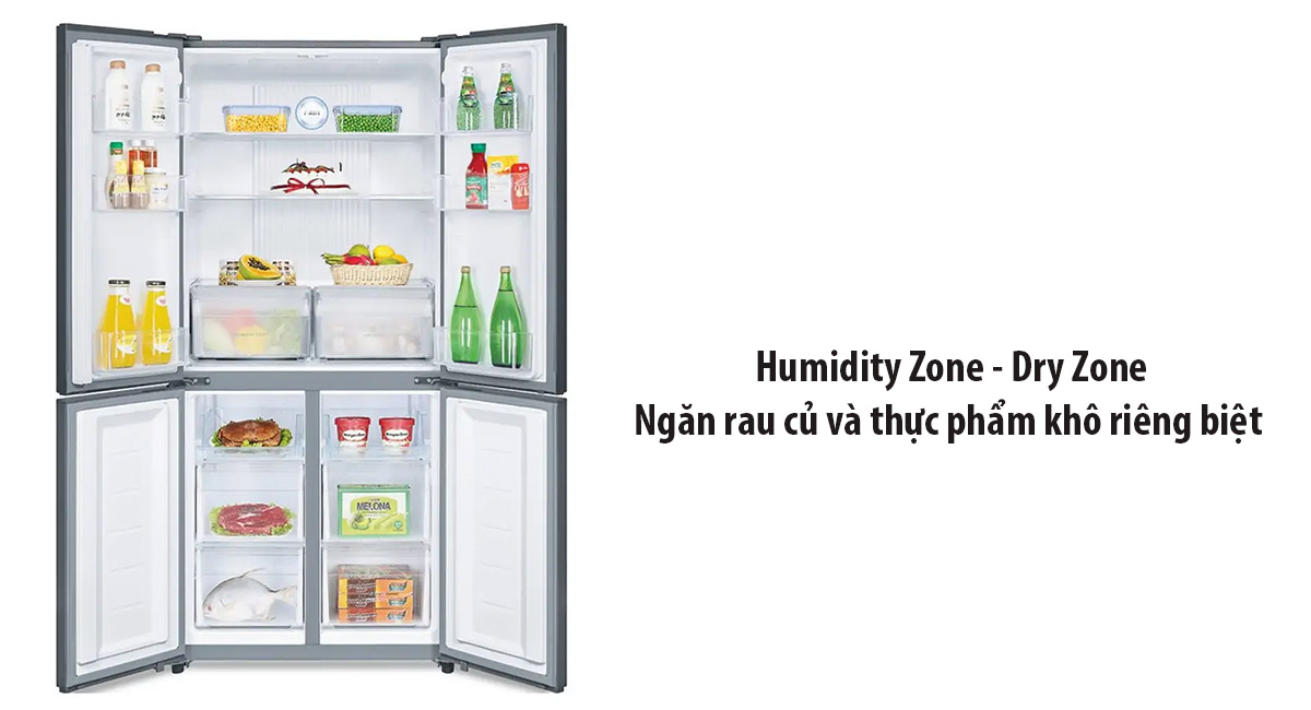 Ngăn rau củ và thực phẩm khô riêng biệt Humidity Zone - Dry Zone