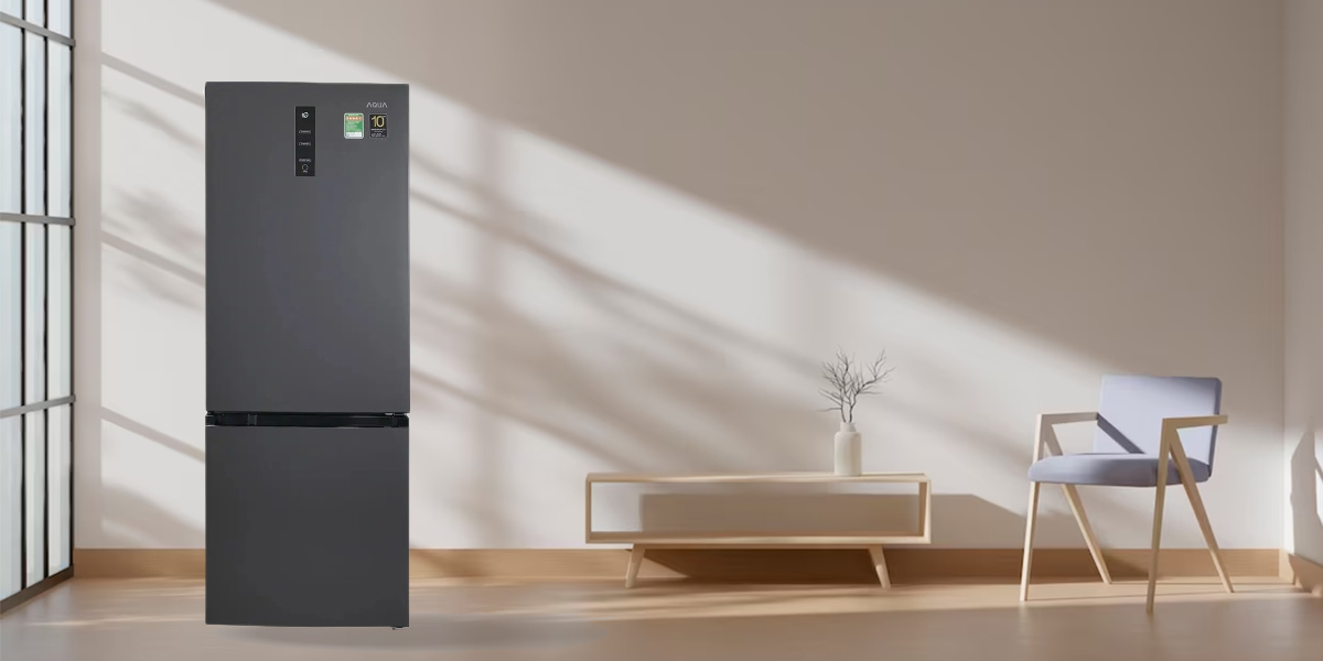 Tủ Lạnh Aqua Inverter 317 Lít AQR-B339MA (HB) có thiết kế hiện đại