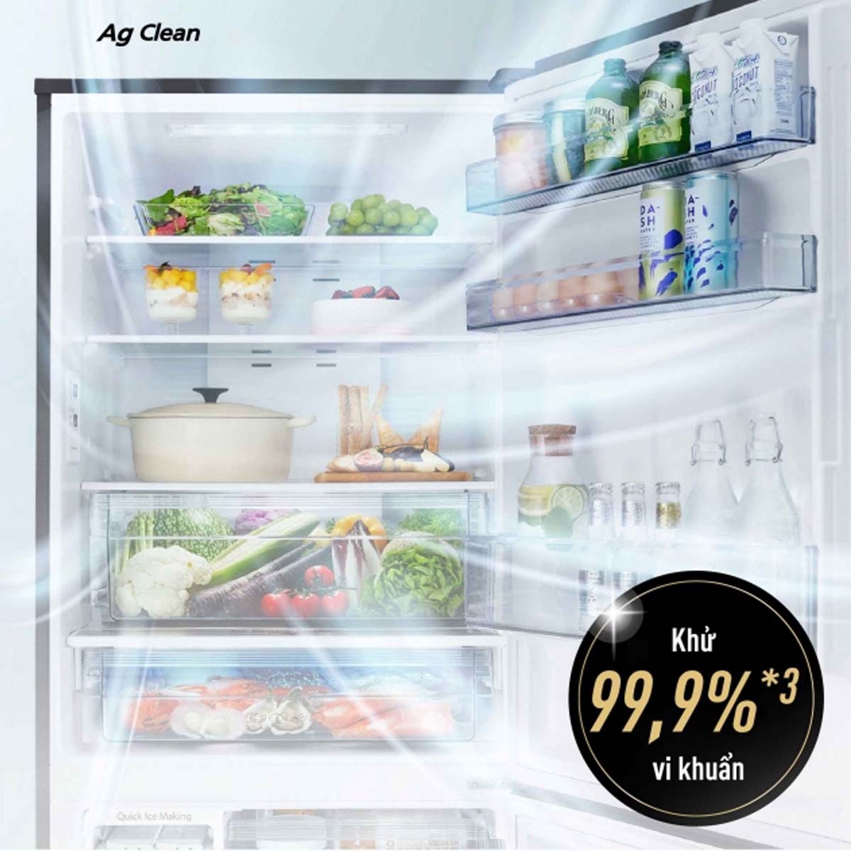 Công nghệ Ag Clean của Tủ Lạnh NR-BX421WGKV loại bỏ 99.99% vi khuẩn