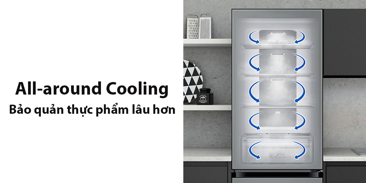 Công nghệ All-around Cooling bảo quản thực phẩm tươi lâu hơn