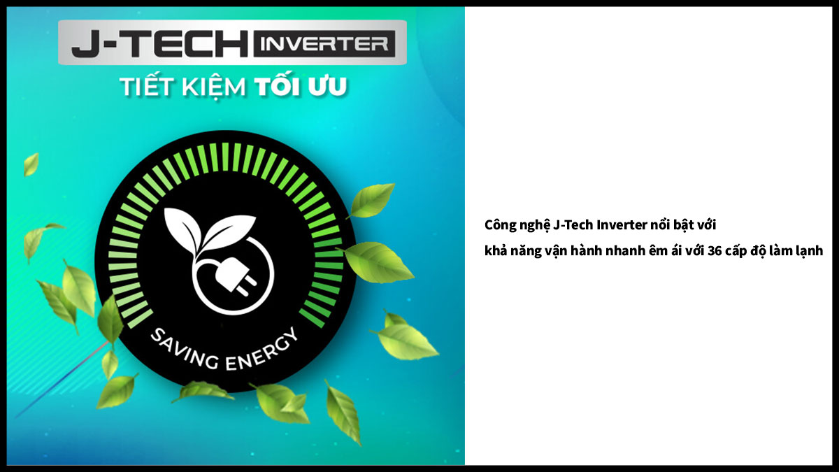  công nghệ J-Tech Inverter tăng cường hiệu suất làm lạnh với 36 cấp độ