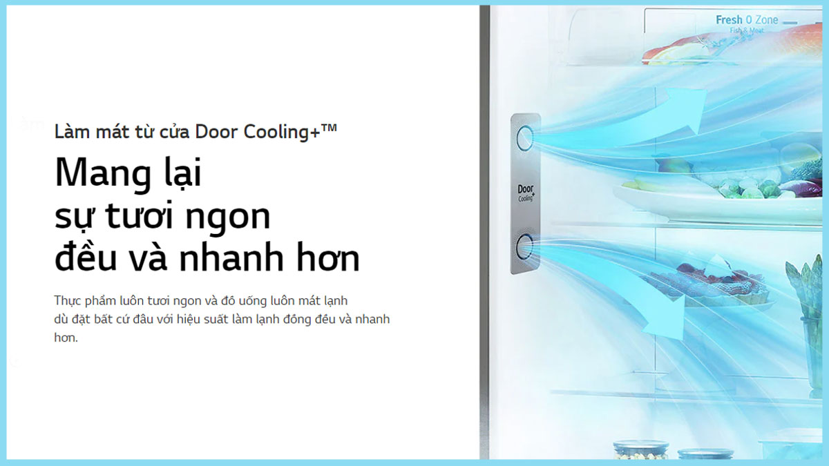 Tủ Lạnh LG Inverter GN-D312BL được trang bị công nghệ làm mát Door Cooling+