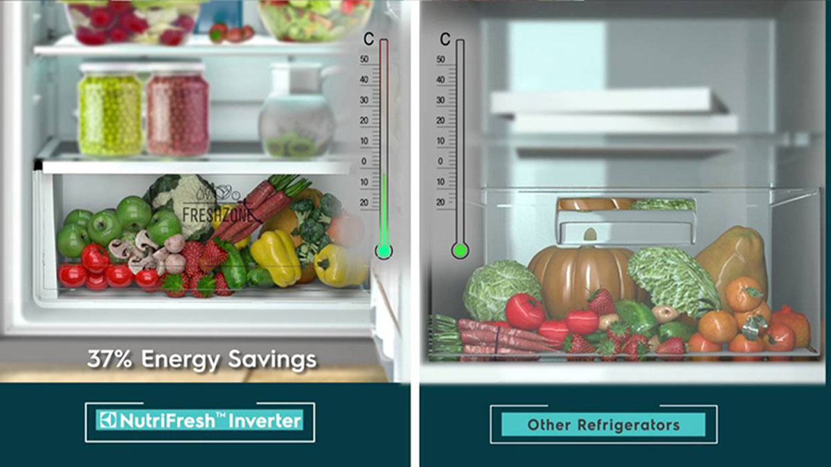 Công nghệ NutriFresh Inverter cho phép tủ hoạt động êm ái và tiết kiệm điện