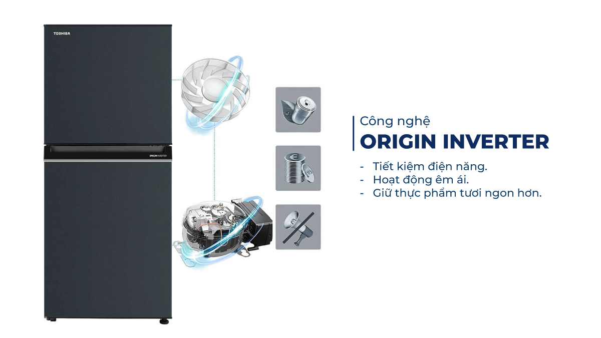 Công nghệ Origin Inverter giúp tủ lạnh vận hành êm ái, tiết kiệm điện