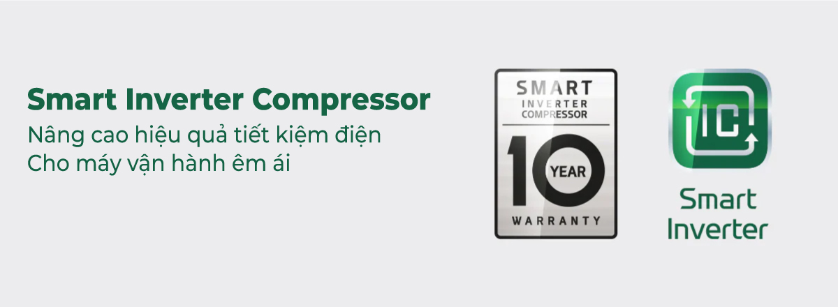 Công nghệ Smart Inverter Compressor cho máy vận hành êm ái tiết kiệm điện năng