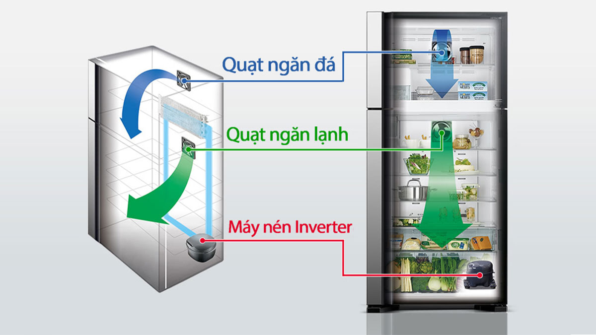 Công nghệ Inverter giúp tủ hoạt động bền bỉ, hoạt động êm ái và tiết kiệm điện tối đa