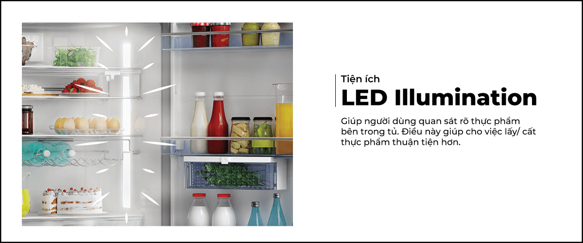 Bên trong tủ lạnh Beko được trang bị đèn LED Illumination
