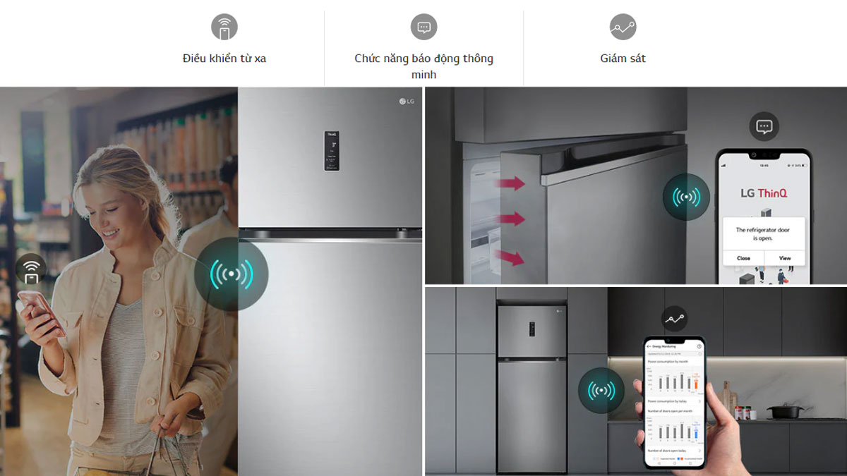 Với LG ThinQ, người dùng sẽ dễ dàng điều chỉnh và cài đặt tủ lạnh từ xa