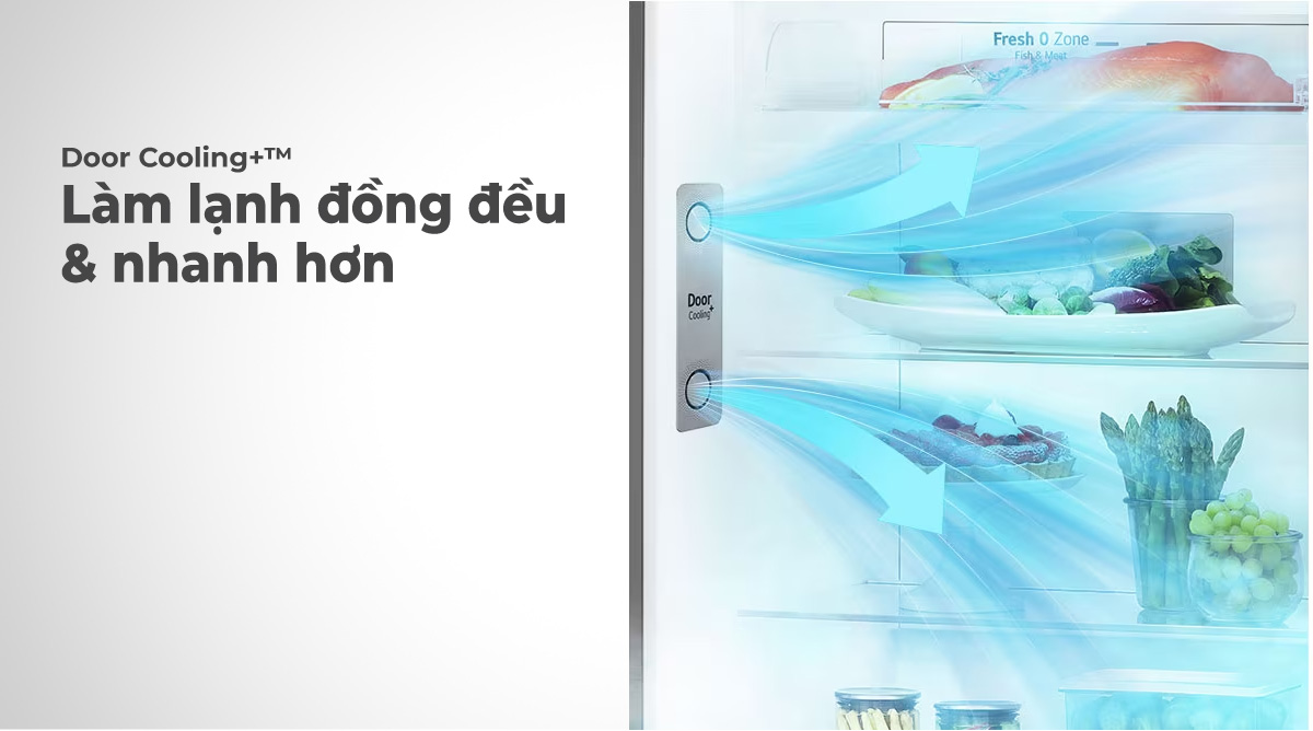 Công nghệ Door Cooling+ cho hơi lạnh lan tỏa đều trong tủ
