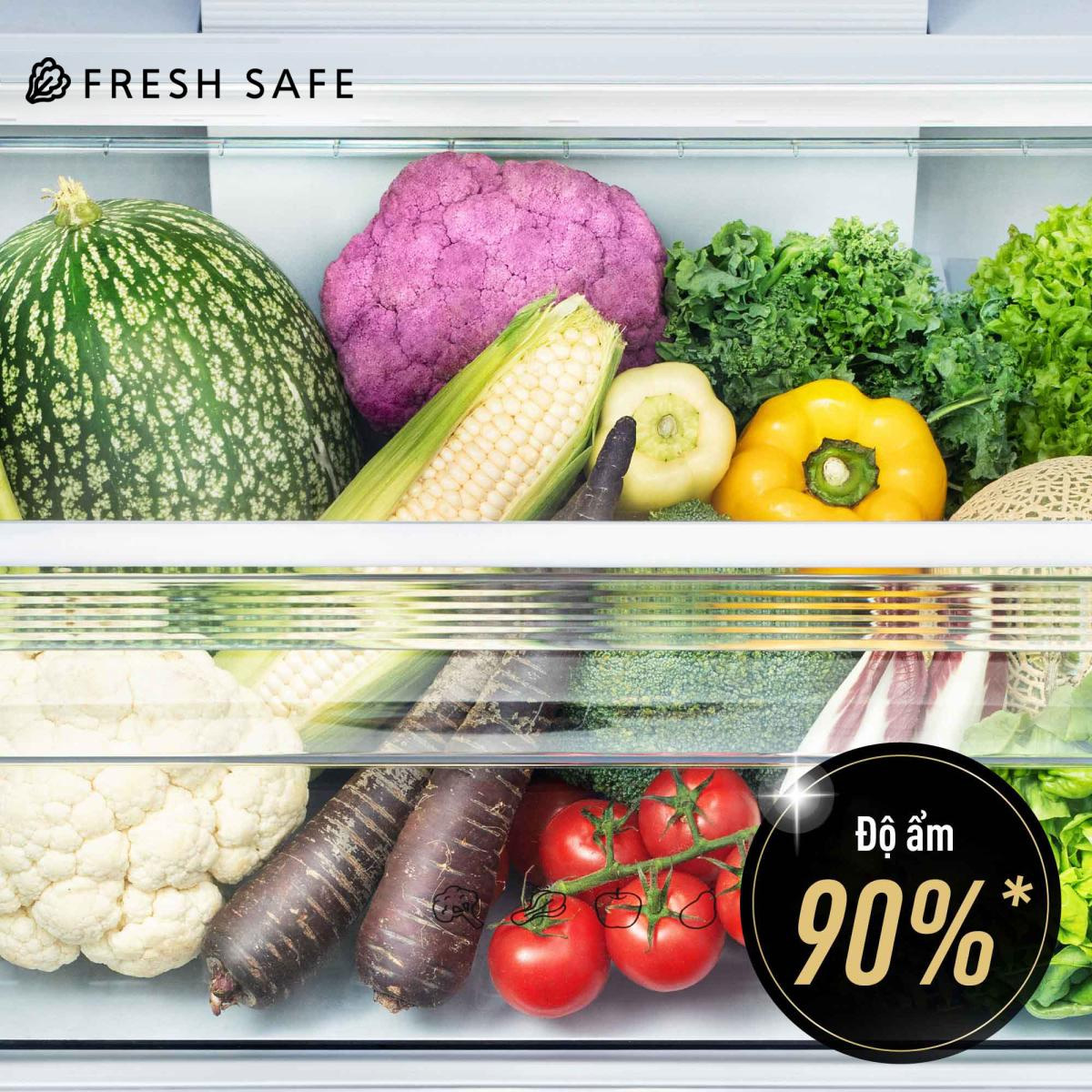 Ngăn rau của Tủ Lạnh NR-BX471WGKV có khả năng duy trì 90% độ ẩm