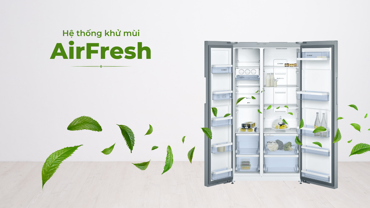 Hệ thống khử mùi AirFresh giúp thanh lọc không gian bên trong tủ lạnh Bosch