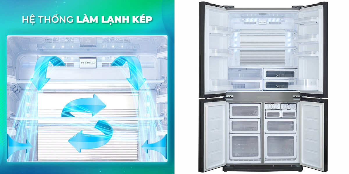 Hệ thống làm lạnh kép giúp giữ thực phẩm tươi ngon đáng kể
