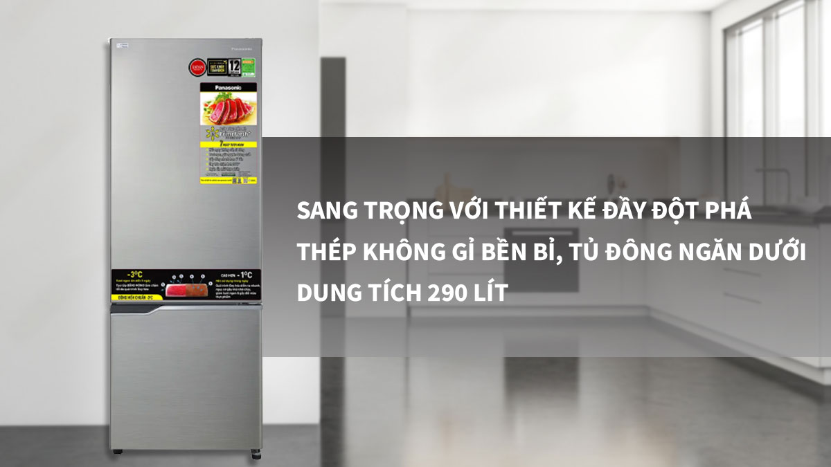 Tủ lạnh Panasonic Inverter NR-BV320QSVN có thiết kế ấn tượng, thu hút