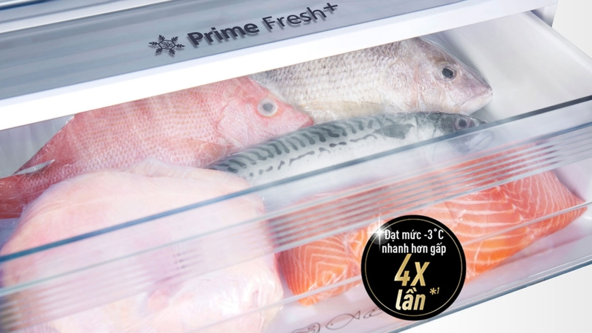 Ngăn Prime Fresh+ giúp thịt cá tươi ngon trọn vẹn mà không phải rã đông