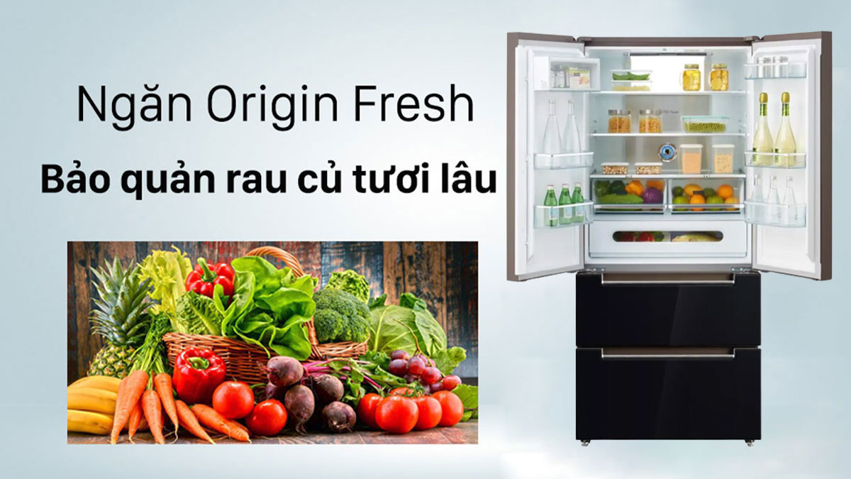 Ngăn Origin Fresh giữ độ ẩm lý tưởng cho các loại củ quả, trái cây