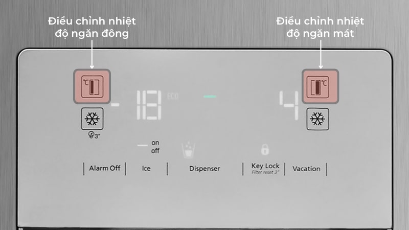 Nút điều chỉnh nhiệt độ ngăn đông và ngăn mát tủ lạnh Beko