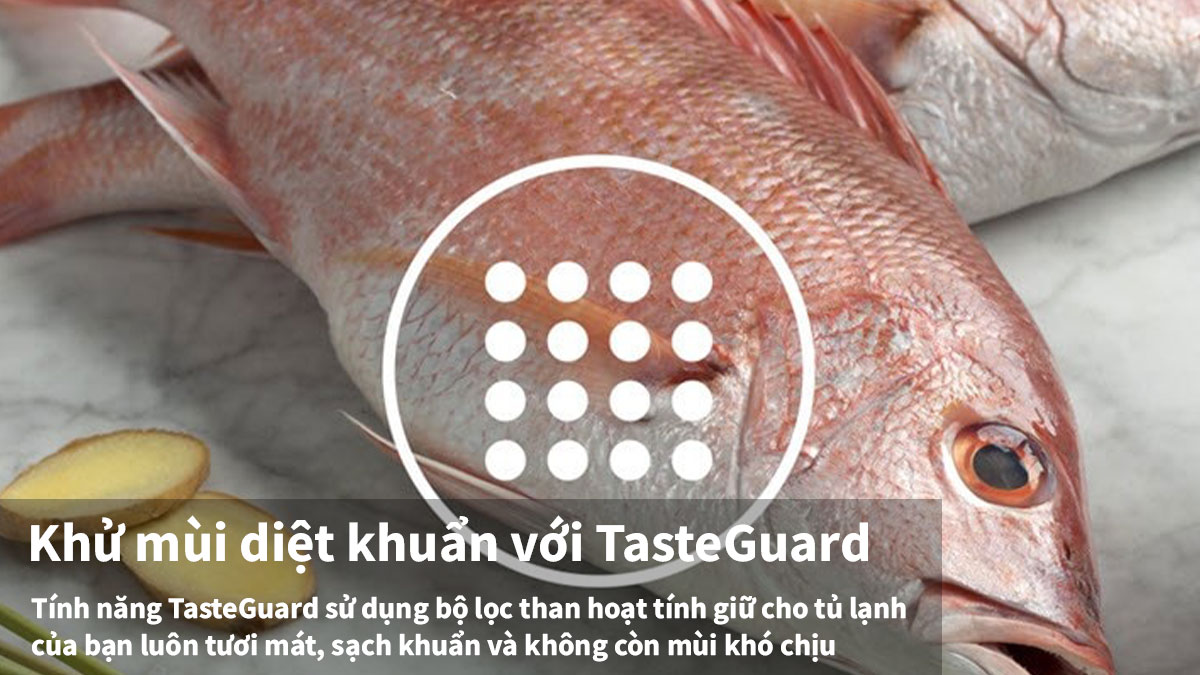 TasteGuard có chức năng khử mùi hôi và diệt khuẩn bên trong tủ hiệu quả