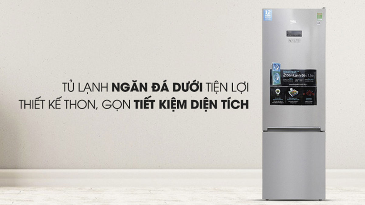 Tủ lạnh Beko RCNT340E50VZX có thiết kế sang trọng, hiện đại