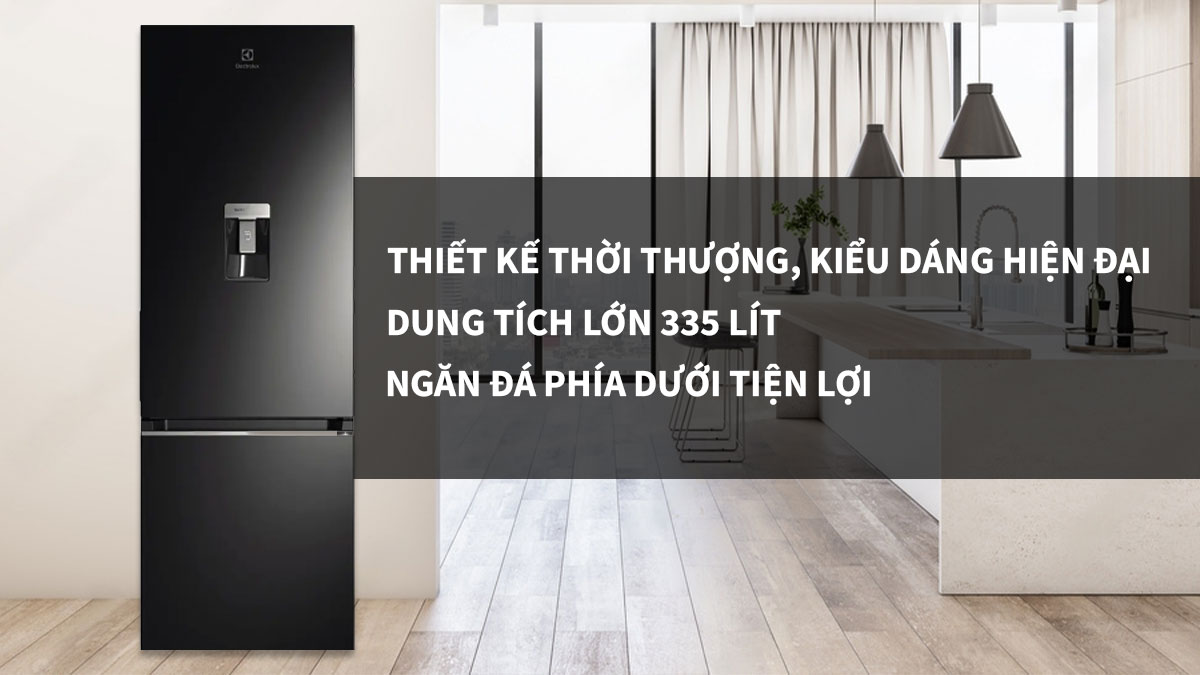 Tủ lạnh Electrolux Inverter EBB3762K-H mang thiết kế hiện đại, đúng xu hướng hiện nay