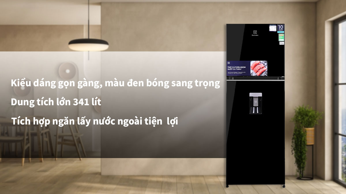 Thiết kế Tủ lạnh Electrolux Inverter ETB3740K-H sang trọng, bóng bẩy